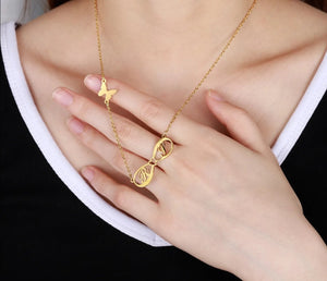 Personalized Infinity Name Necklace with Butterfly Pendant