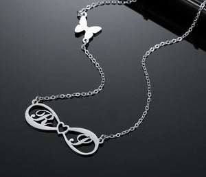 Personalized Infinity Name Necklace with Butterfly Pendant