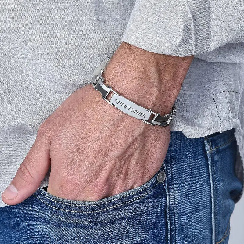 Personalized Men's Name and Date Bracelet