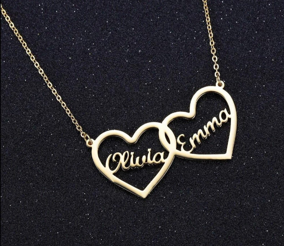 Personalized Double Hearts Necklace
