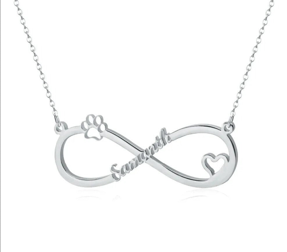 Personalized Paw & Heart Necklace