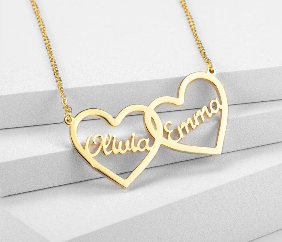 Personalized Double Hearts Necklace