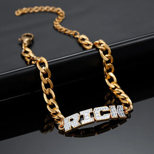 Personalized 18K Double Plating Stainless Steel Name Bracelet & Bangle.