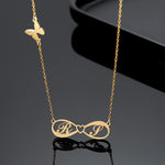 Personalized Infinity Name Necklace with Butterfly Pendant