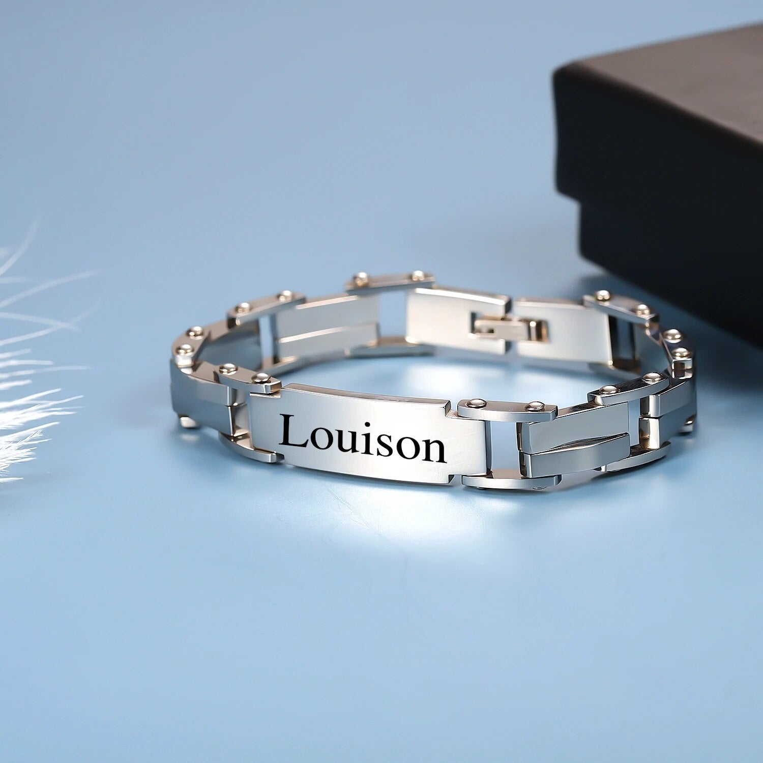 Personalized Men's Name and Date Bracelet