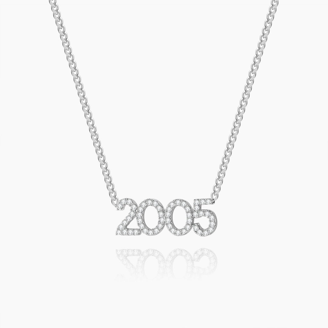 Kids Iced Year Necklace w/ Cuban Chain