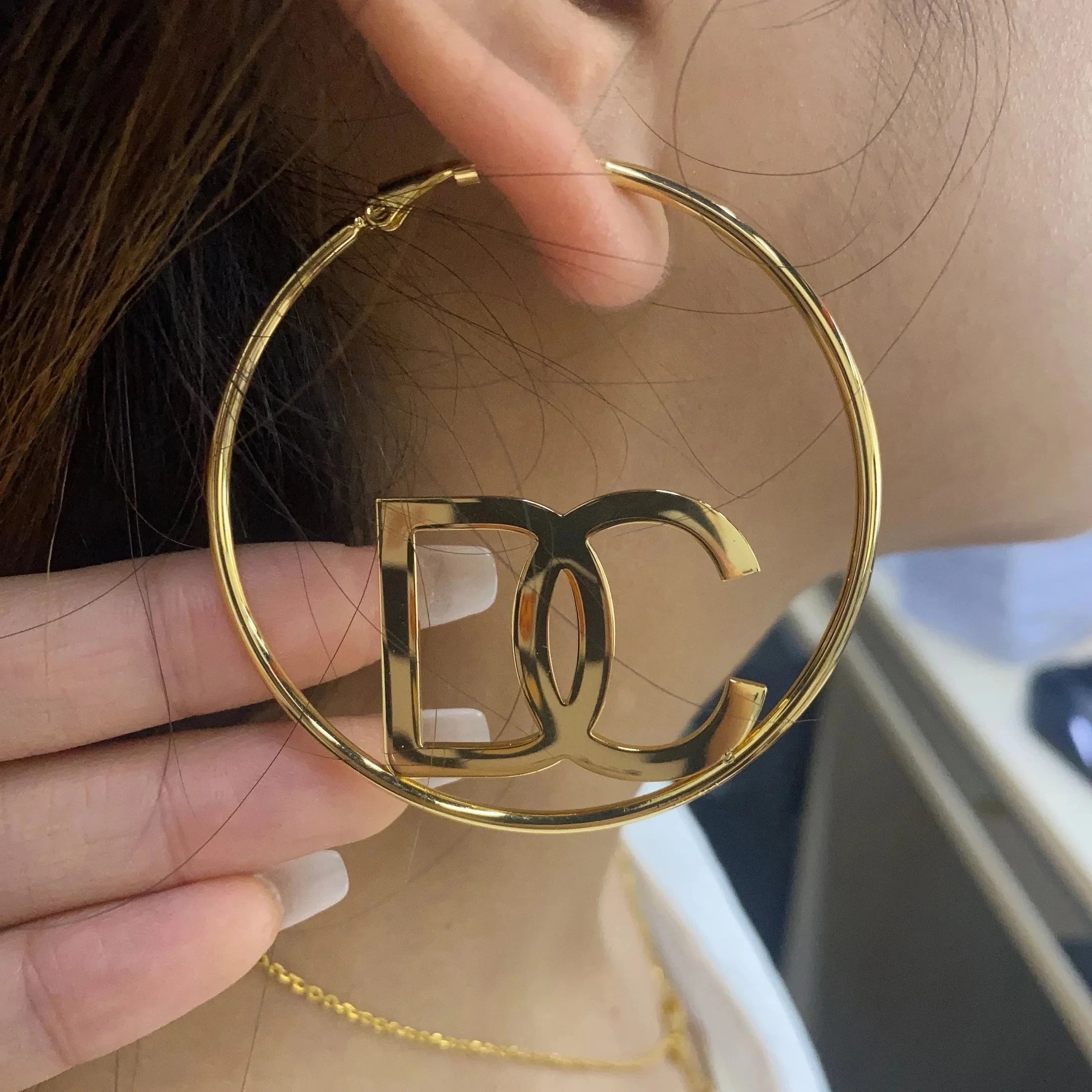 Personalized Initial Hoop Drop Earring