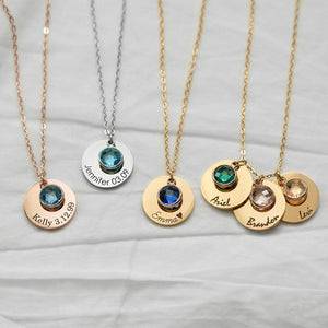Personalized Circle Birthstone Necklace