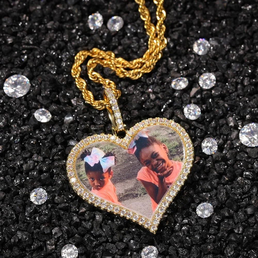 Personalized Icy Photo Heart Necklace