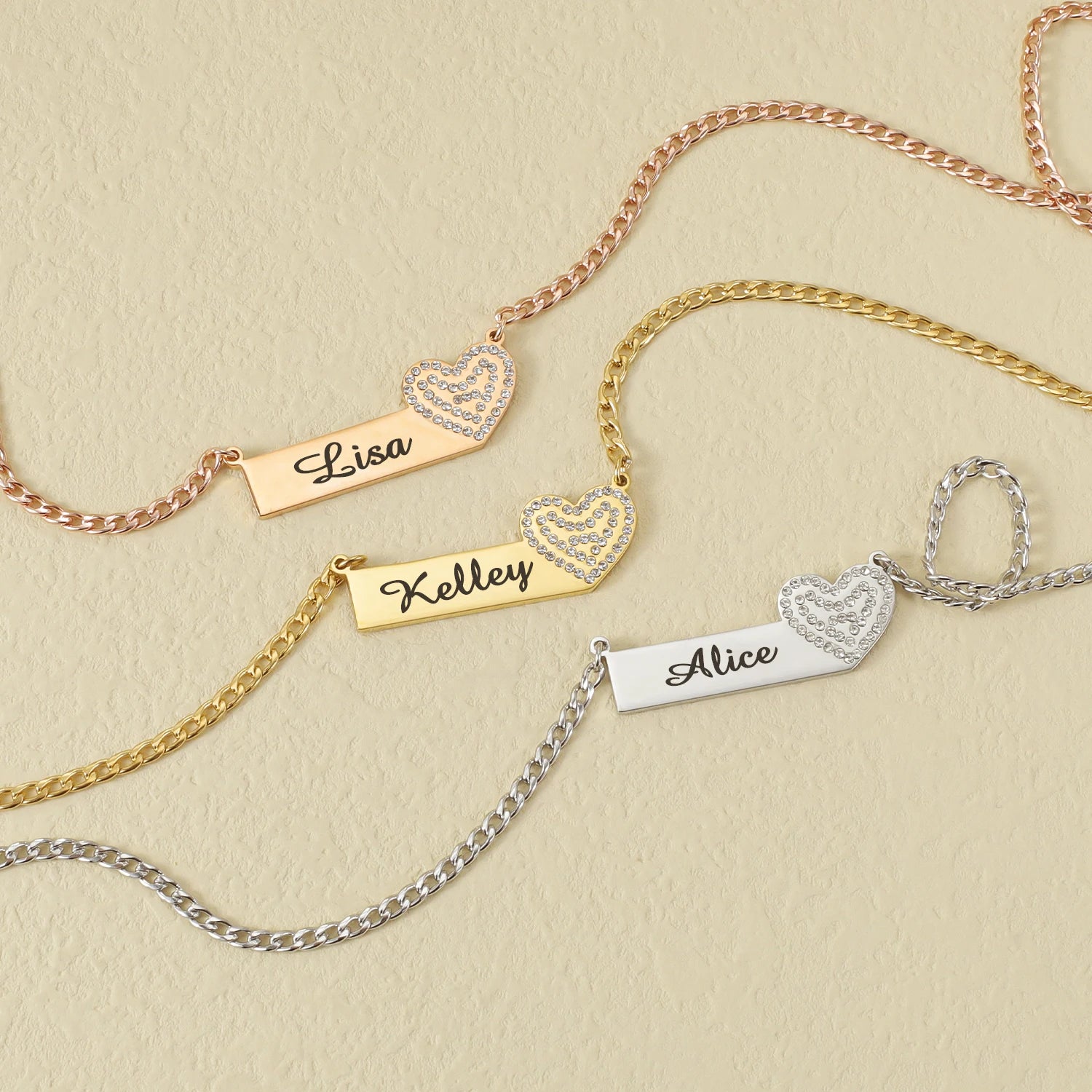 Personalized Engrave Heart Projection Necklace
