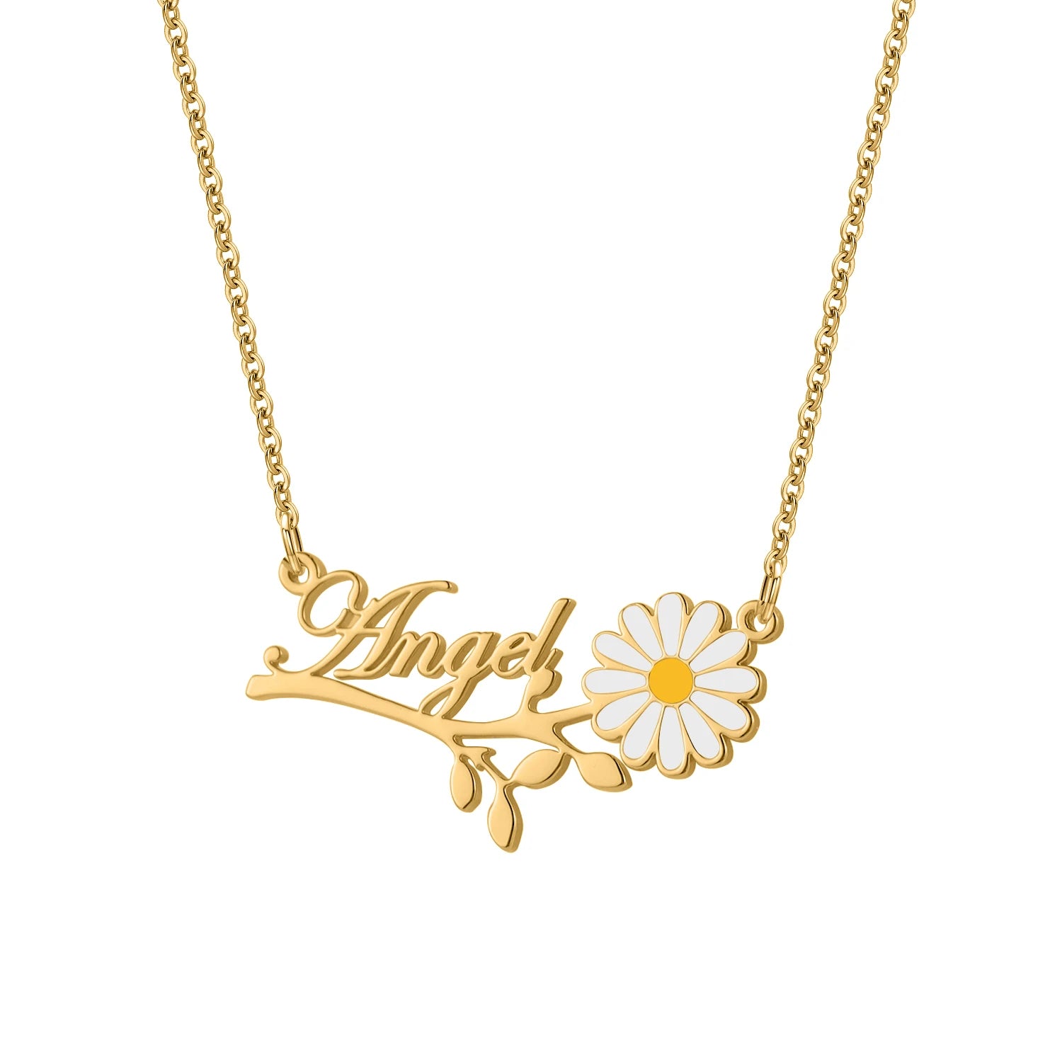 Personalized Flower Gold Plate Necklace