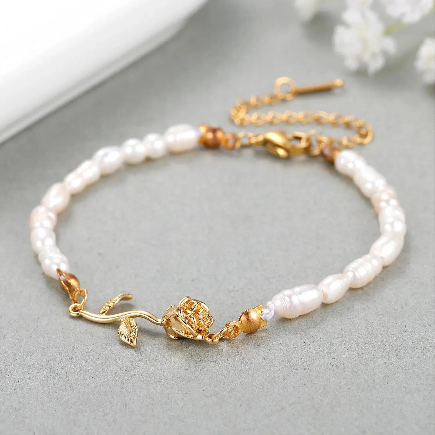 Rose Flower Gold Bracelet