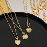 Vintage Initial Letter Heart Pendant Necklace