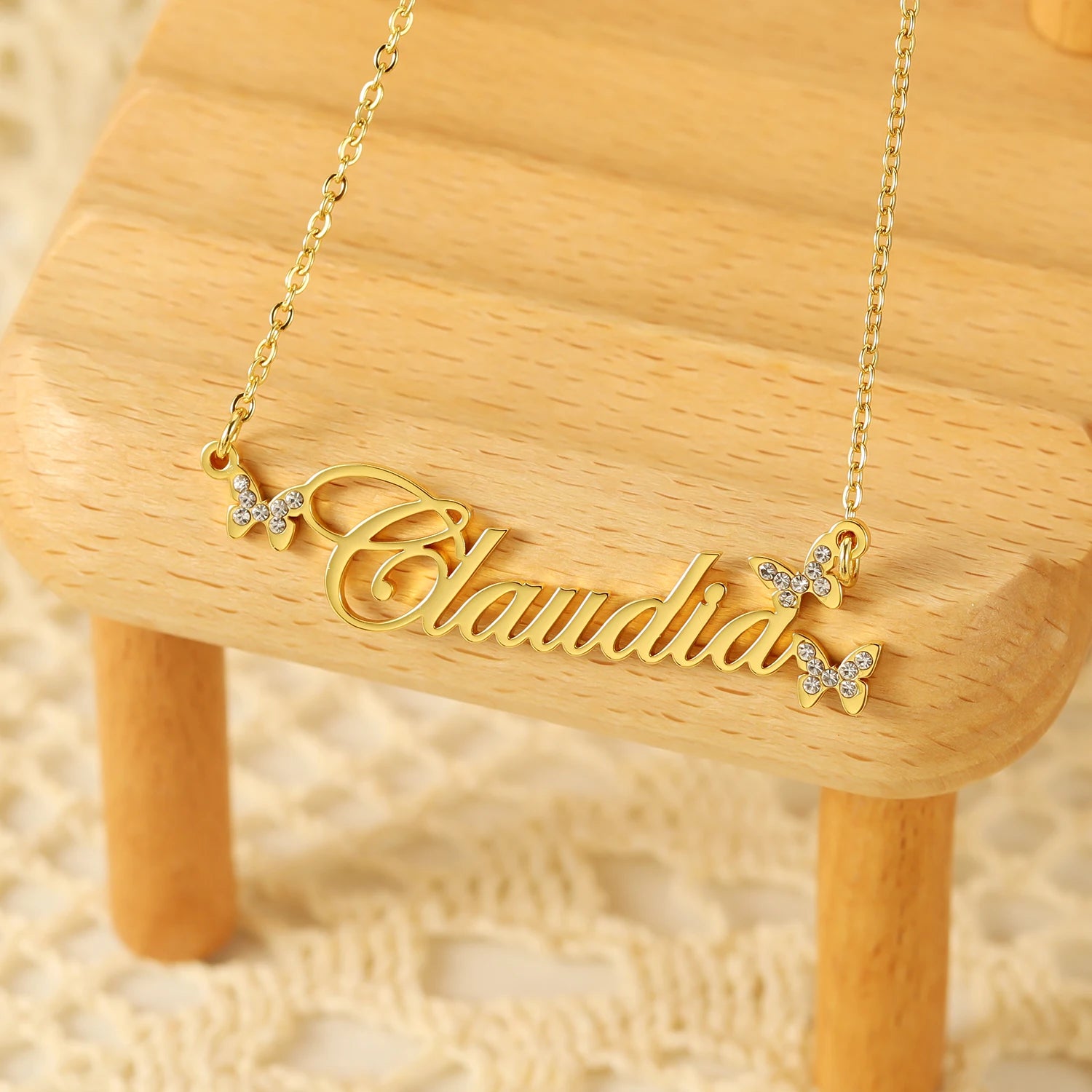 Personalized Icy Butterfly Necklace