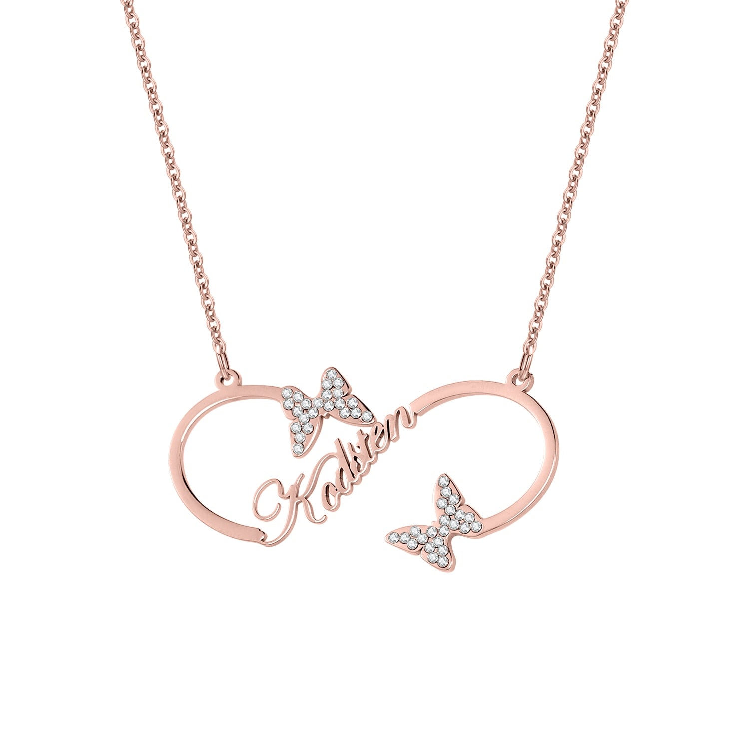 Personalized Double Iced Butterfly Necklace
