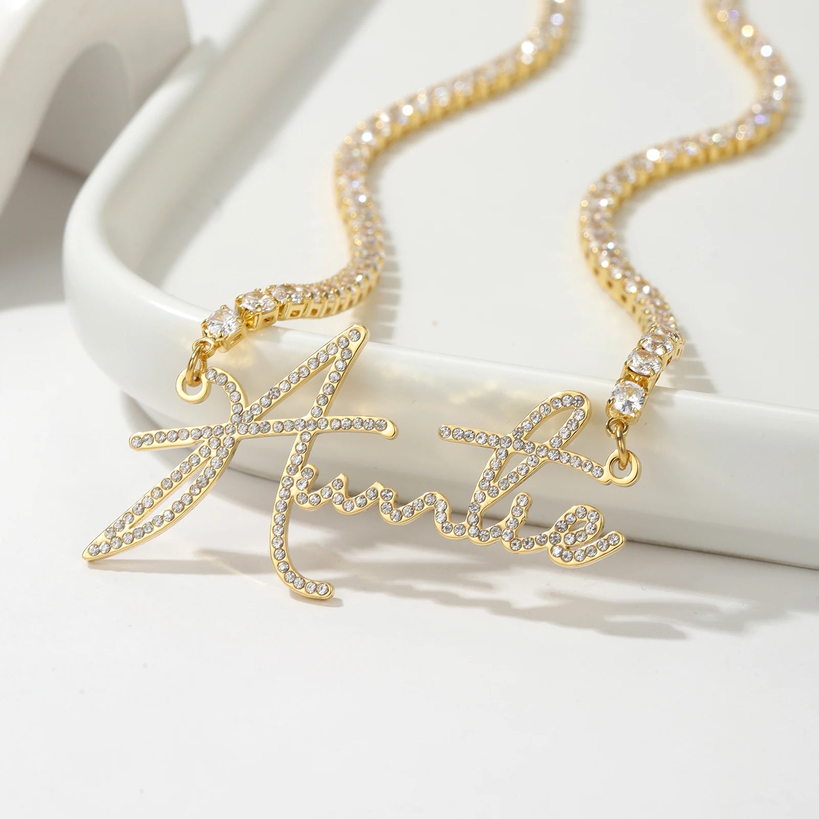 Personalized Iced Cursive Tennis Chain Necklace