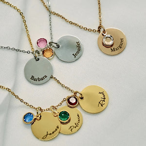 Personalized Circle Birthstone Necklace