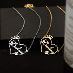 Personalized Heart Name Necklace with Crown