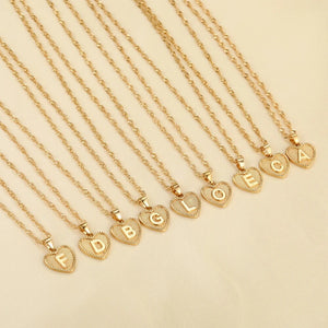 Vintage Initial Letter Heart Pendant Necklace
