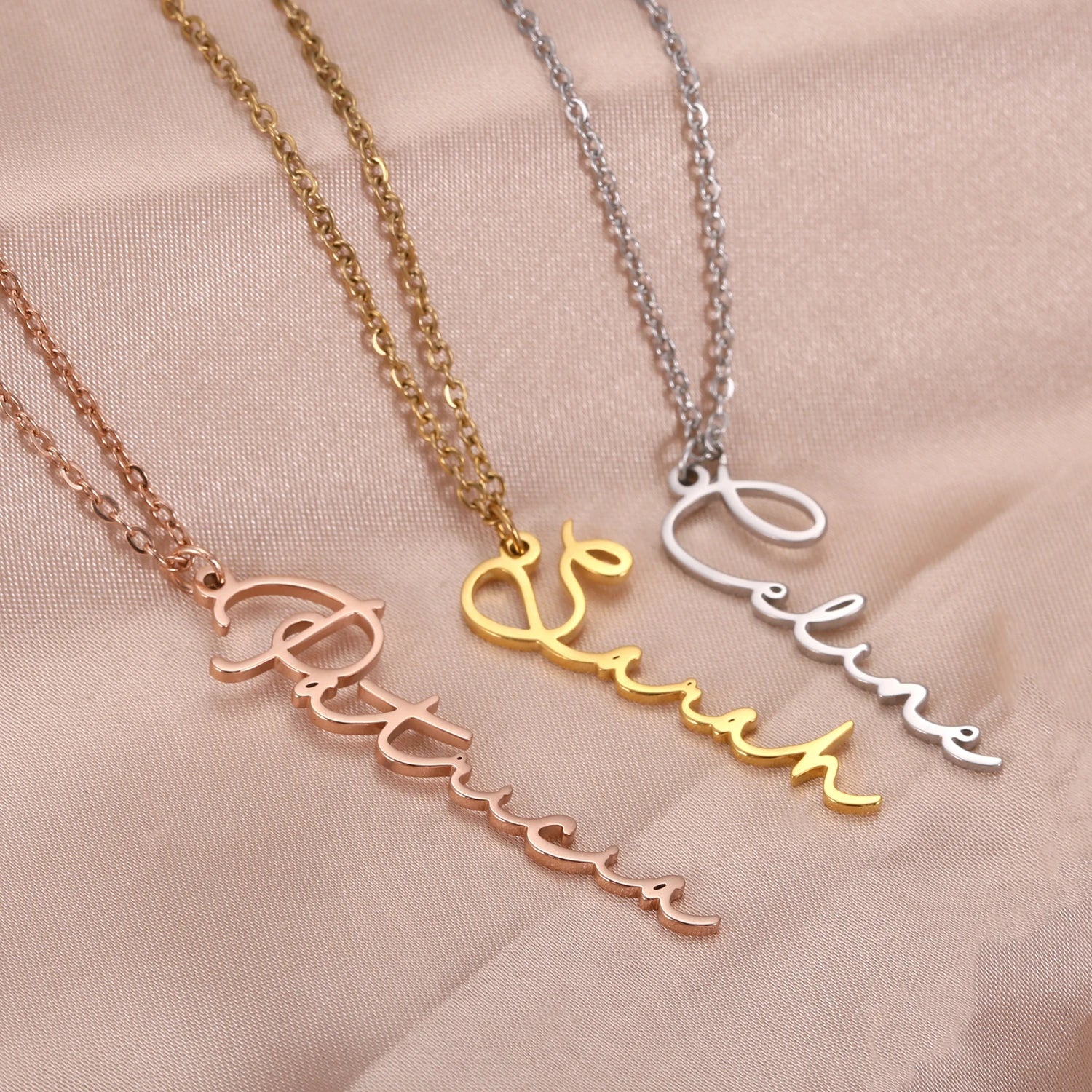 Personalized Vertical Handwriting Signature Necklace