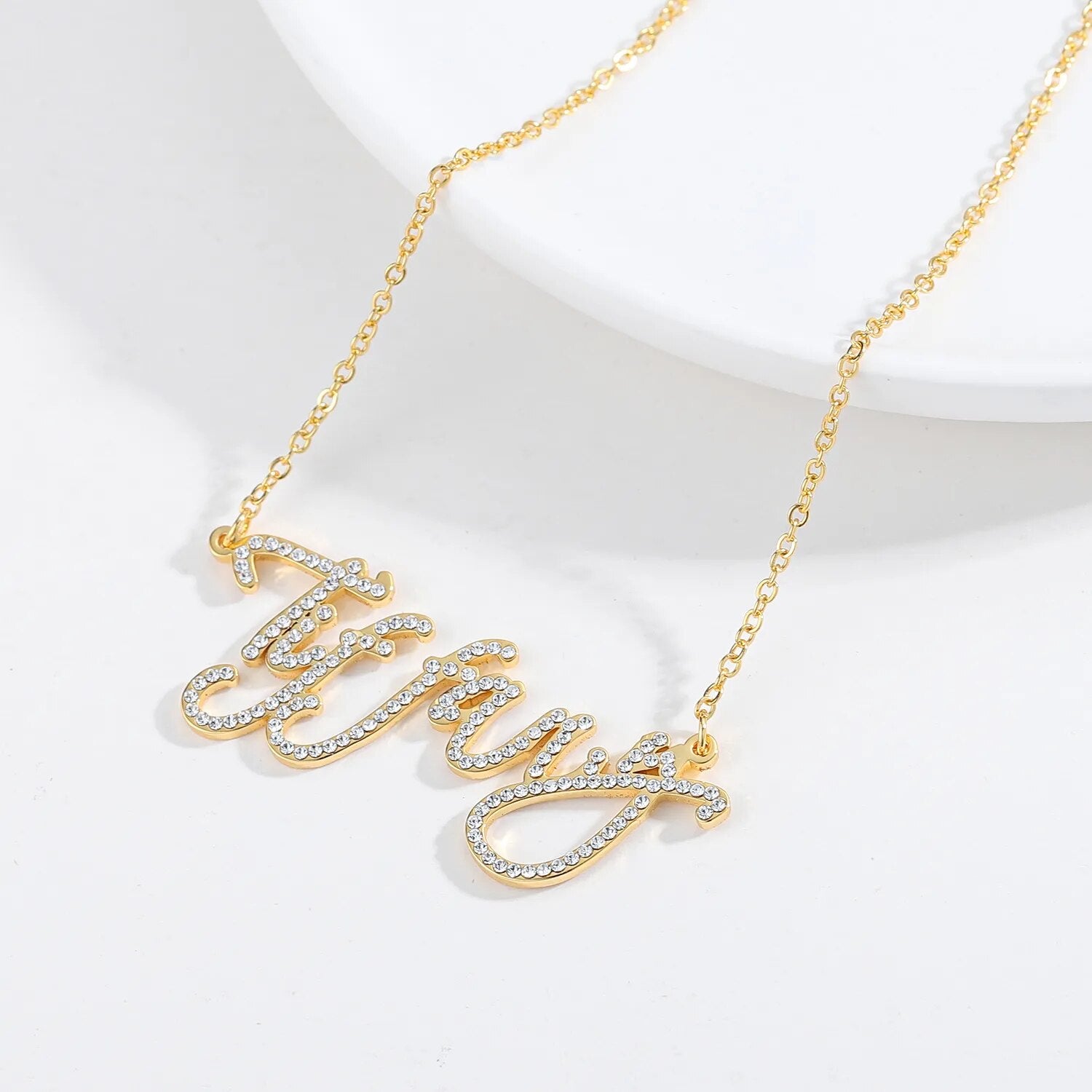 Custom Frosted Script Necklace