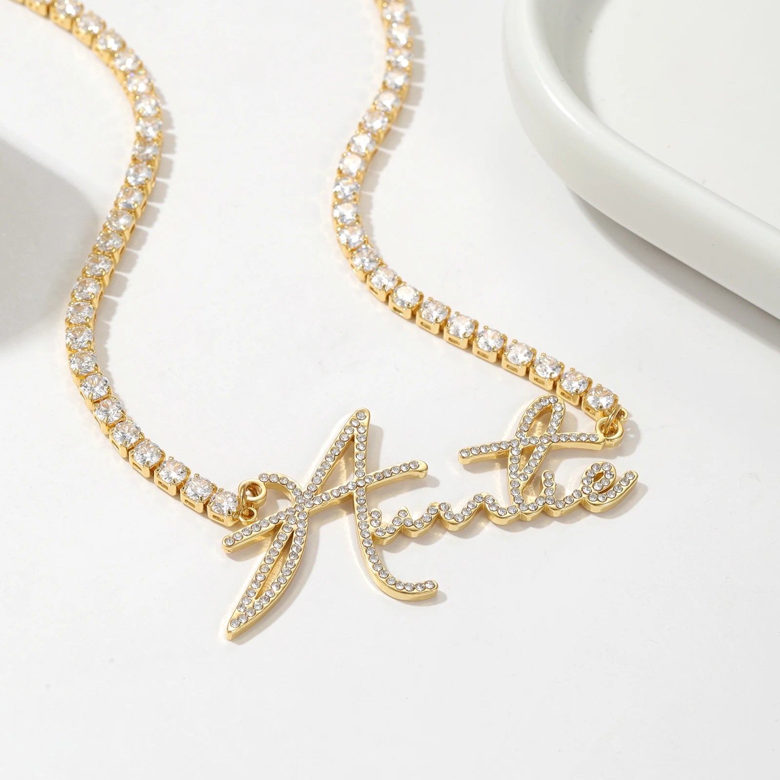 Personalized Iced Cursive Tennis Chain Necklace