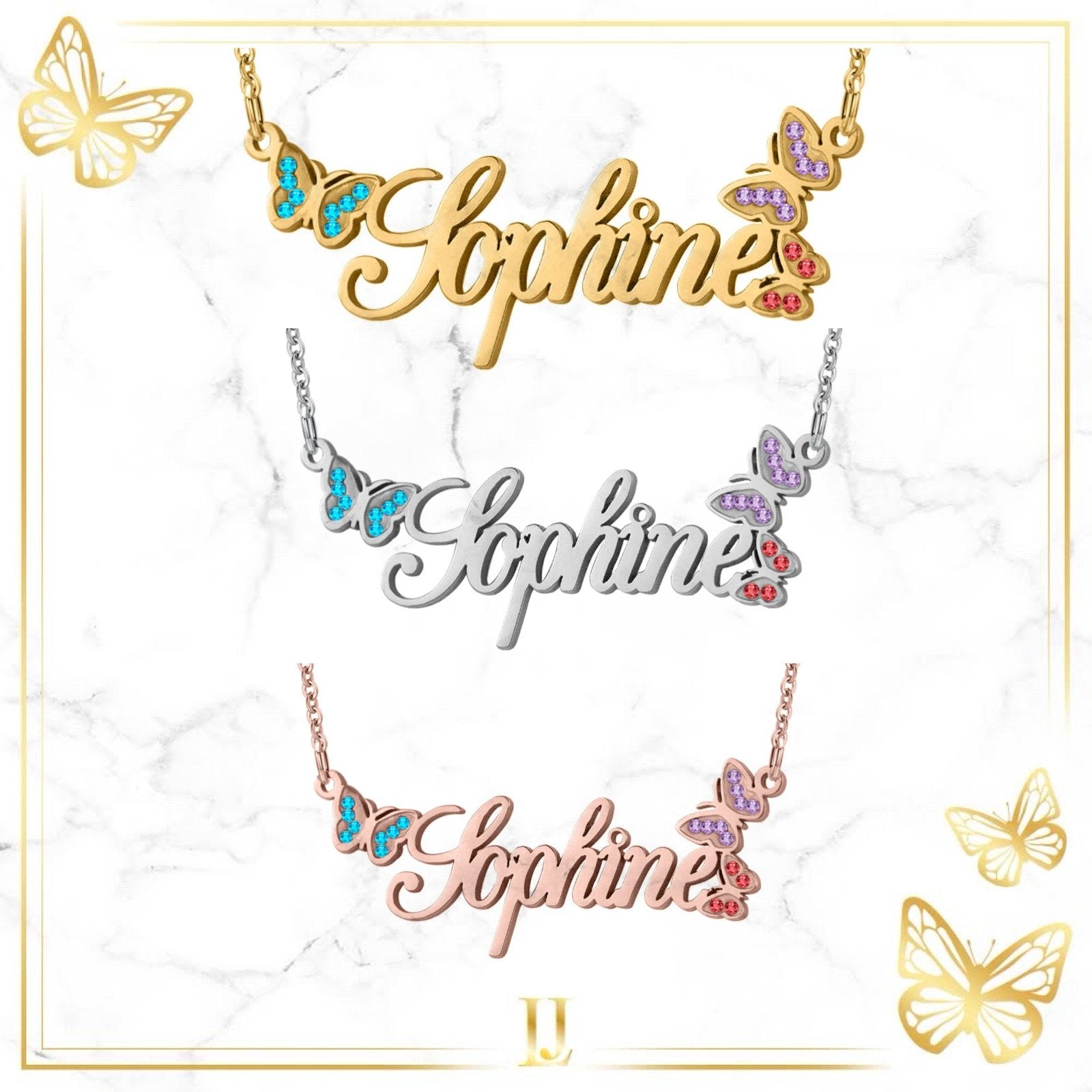 Personalized Colour Butterfly Necklace