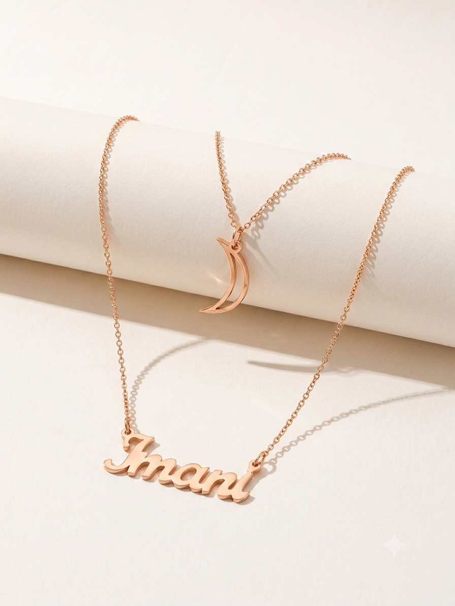 Personalized Layer Moon Necklace