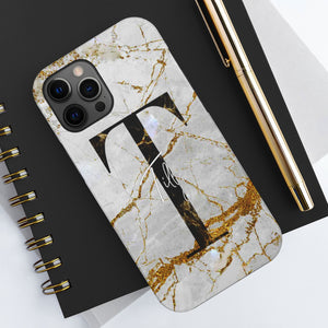 Marble With Rose Gold Cracks Initial And Name