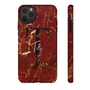 Red With Rose Gold Cracks Initial And Full Name