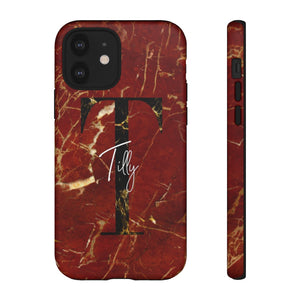 Red With Rose Gold Cracks Initial And Full Name