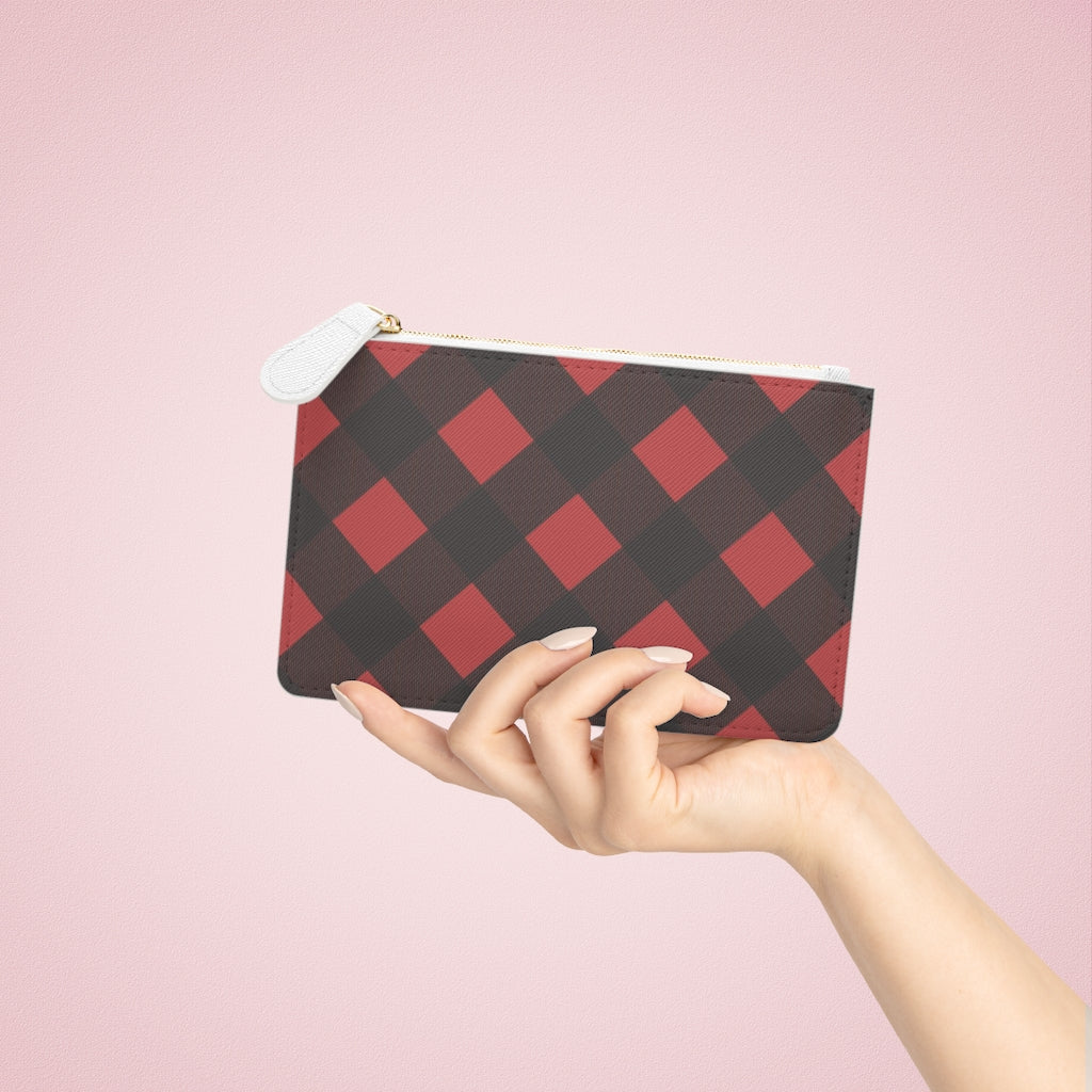 Red and Black Checkered Mini Clutch Bag