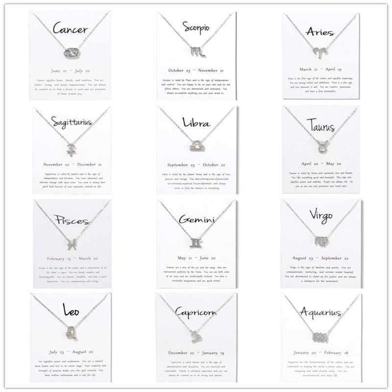 12 Constellation Zodiac Pendant Necklacewith Card - Limitless Jewellery