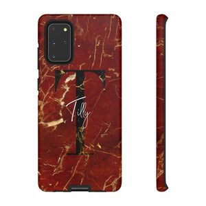 Red With Rose Gold Cracks Initial And Full Name