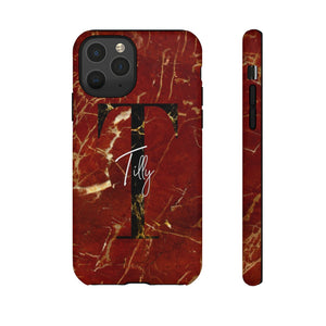 Red With Rose Gold Cracks Initial And Full Name