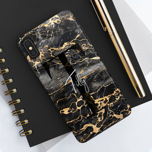 Personalized Black With Rose Gold Cracks Phone Case