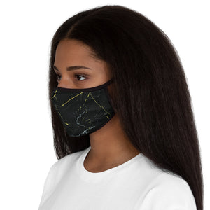 Black Marble Fitted Polyester Face Mask