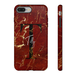 Red With Rose Gold Cracks Initial And Full Name