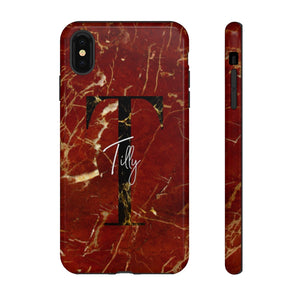 Red With Rose Gold Cracks Initial And Full Name
