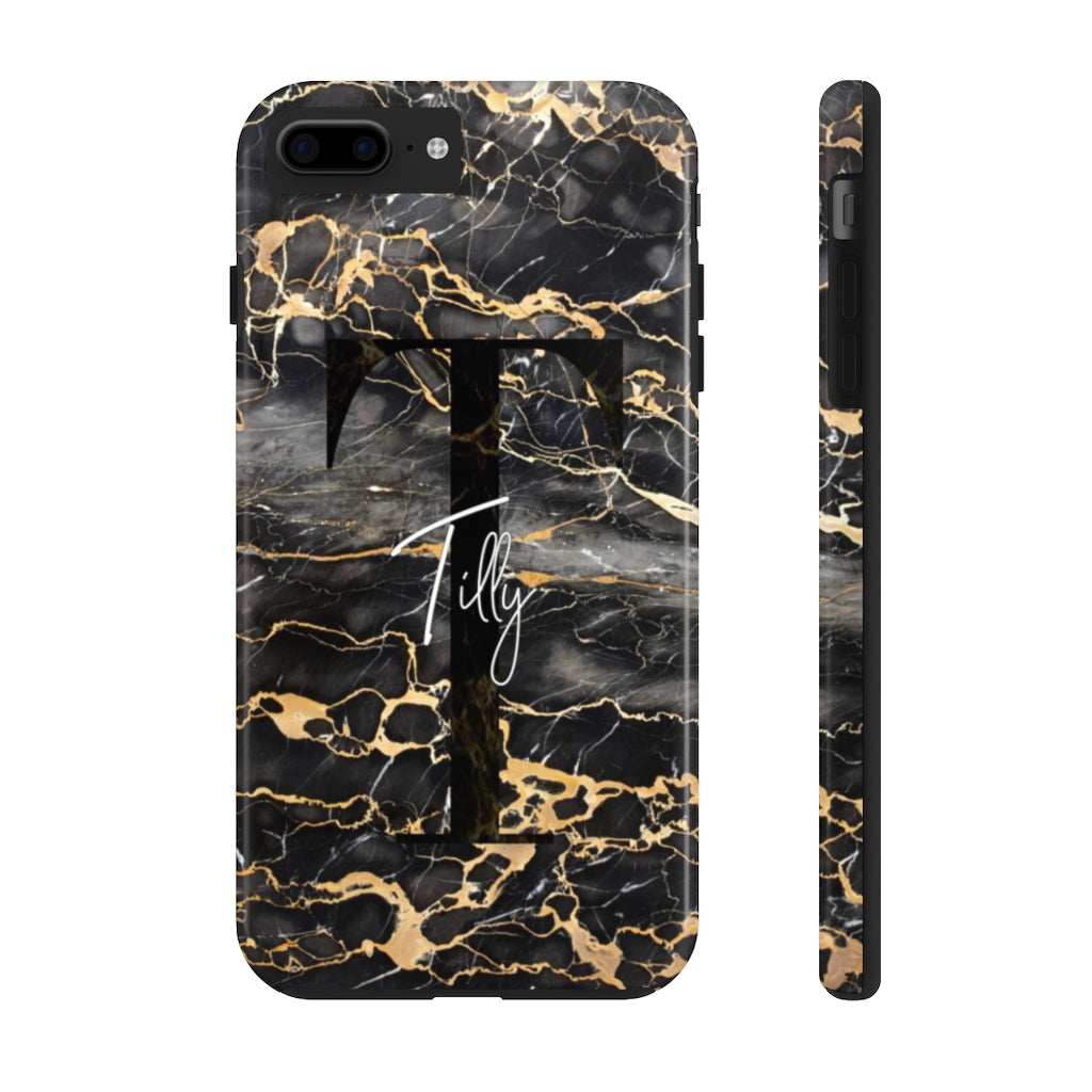 Personalized Black With Rose Gold Cracks Phone Case