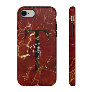 Red With Rose Gold Cracks Initial And Full Name