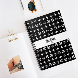 Personalized Floral Print Spiral Notebook - Ruled Line