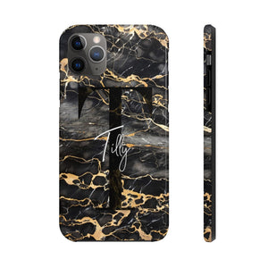 Personalized Black With Rose Gold Cracks Phone Case