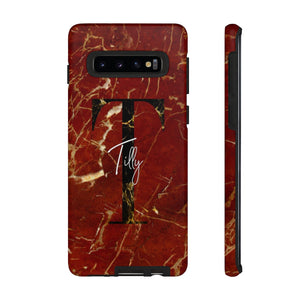 Red With Rose Gold Cracks Initial And Full Name