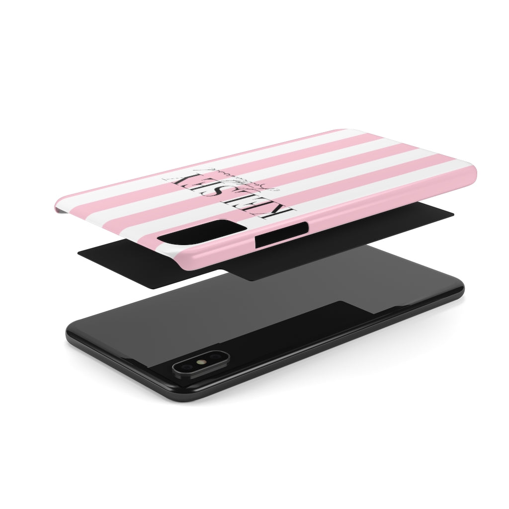 Personalized Pink Stripes Slim Phone Case