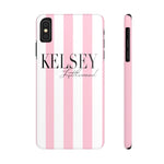 Personalized Pink Stripes Slim Phone Case
