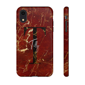 Red With Rose Gold Cracks Initial And Full Name