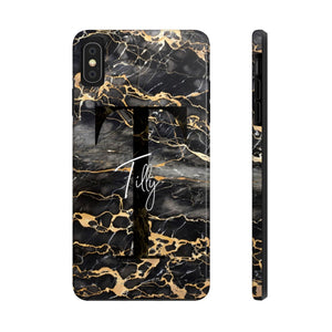 Personalized Black With Rose Gold Cracks Phone Case