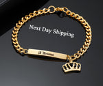 Personalized Baby Name Bar Crown  Bracelet