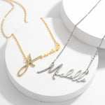 Personalized First Letter Iced Signature Necklace